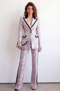Peaked Lapel Purple Floral Brocade 2 Piece Women's Suits