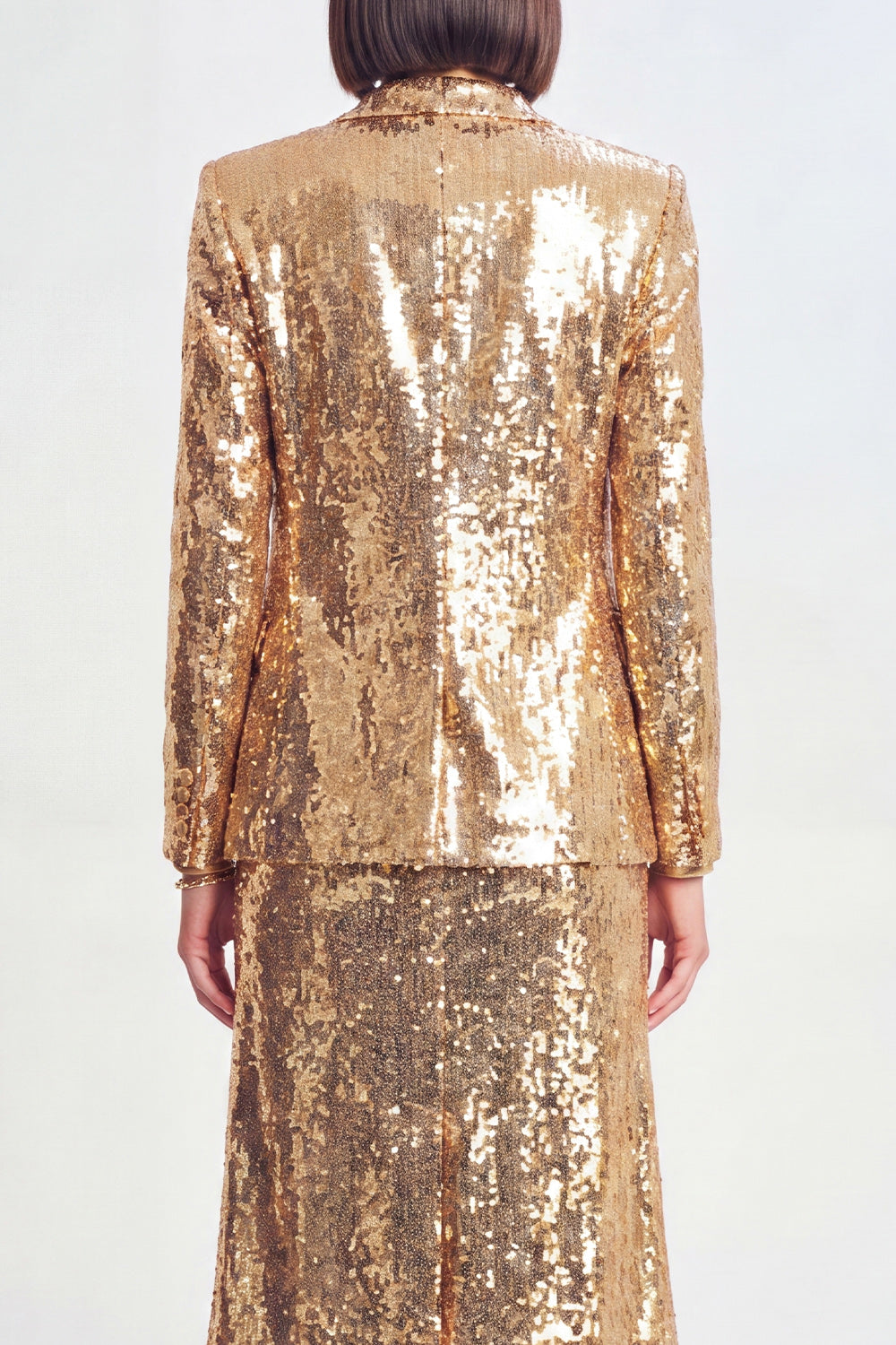 Golden 3-Piece Peaked Lapel Sparkly Women Suits