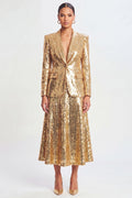 Sparkly Shaw Lapel Golden 2-Piece Women Suits
