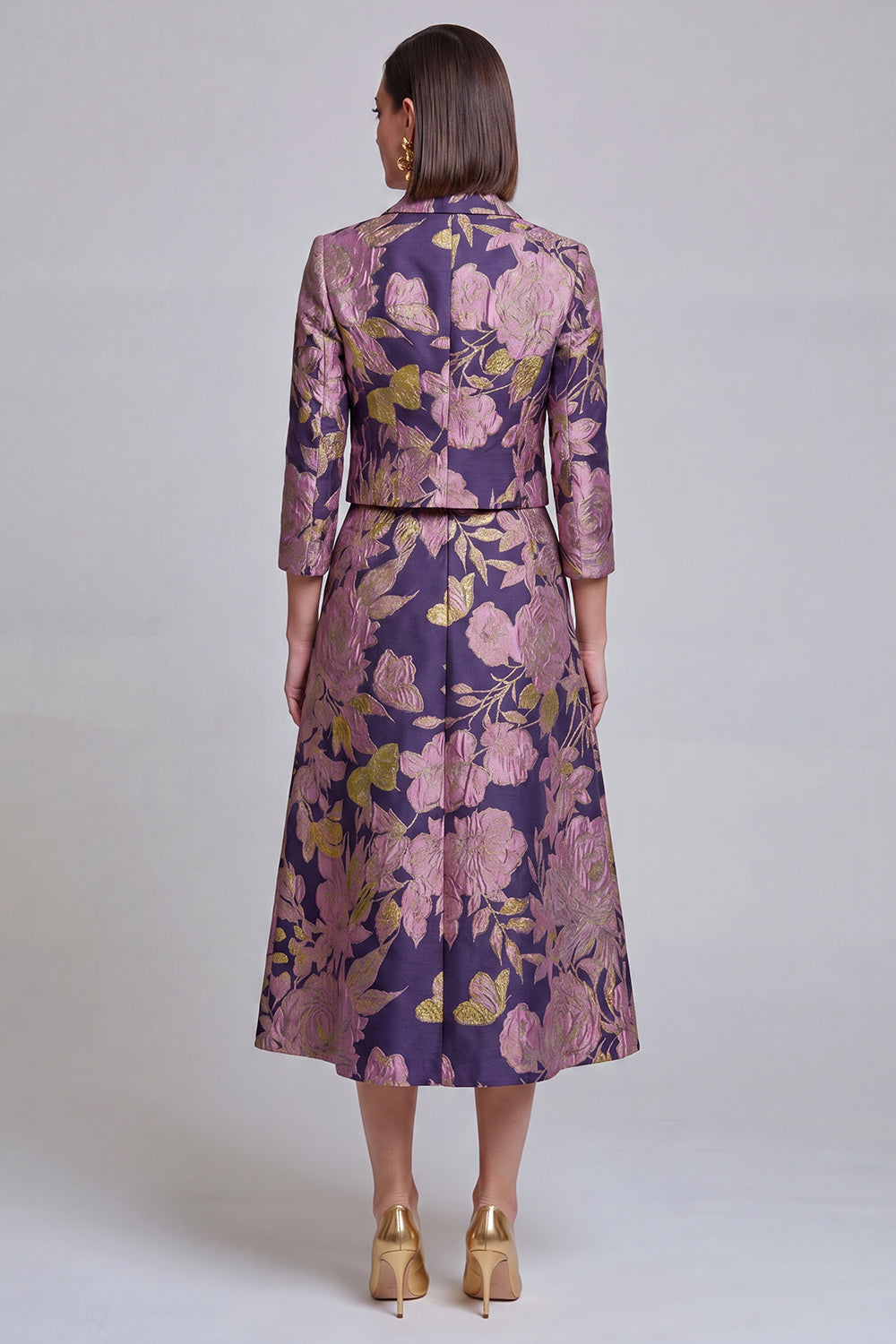 Sage Green Notched Lapel Jacquard 2-Piece Women Suits