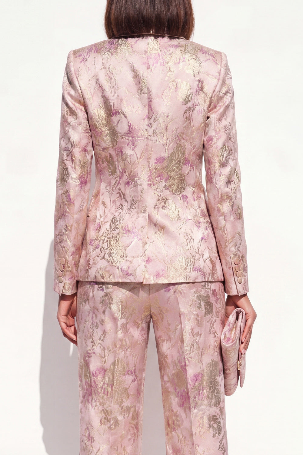 Blush Peaked Lapel Jacquard 2-Piece Women Suits