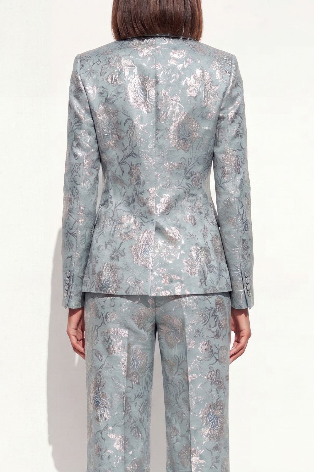 Blush Peaked Lapel Jacquard 2-Piece Women Suits