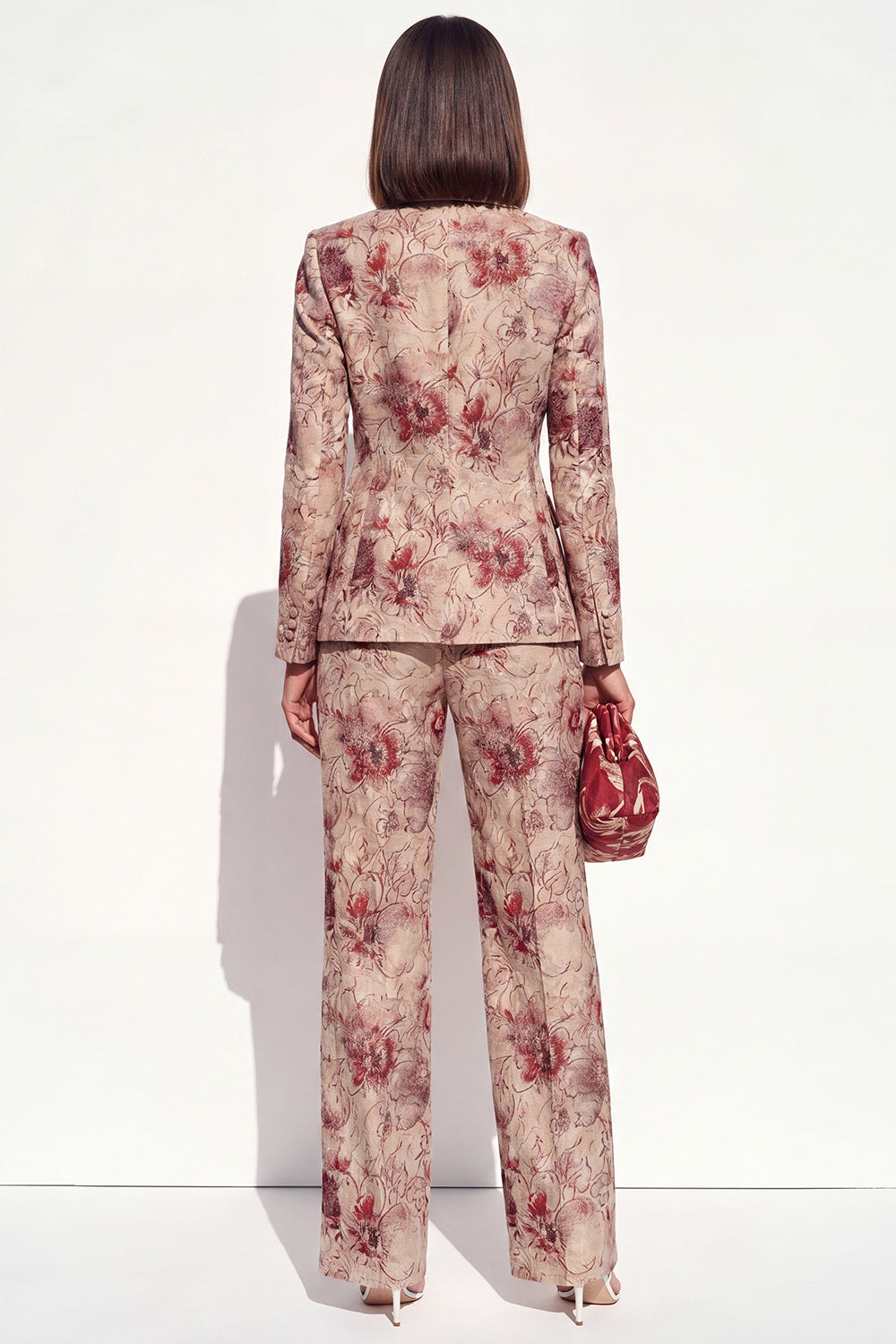 Blush Peaked Lapel Jacquard 2-Piece Women Suits