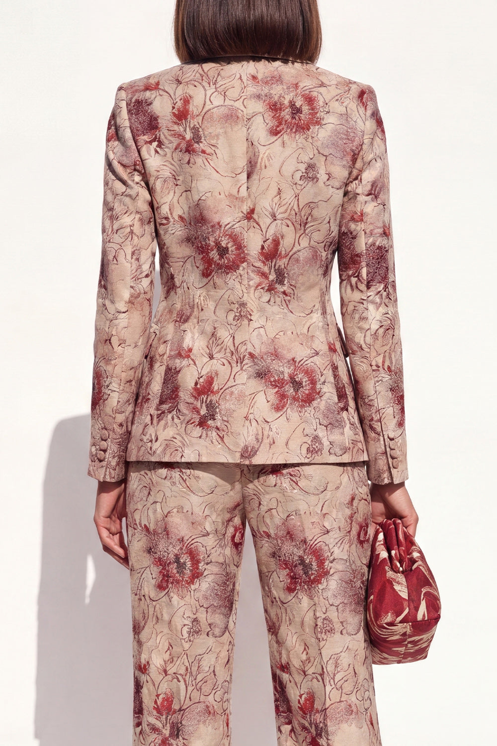 Blush Peaked Lapel Jacquard 2-Piece Women Suits