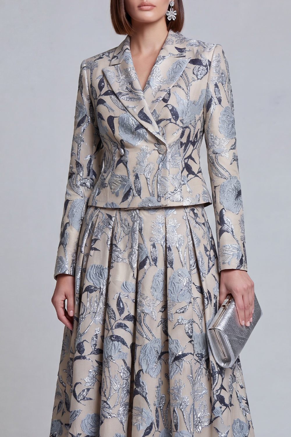 Ivory Yellow Flower Peak Lapel 2-Piece Women Suits