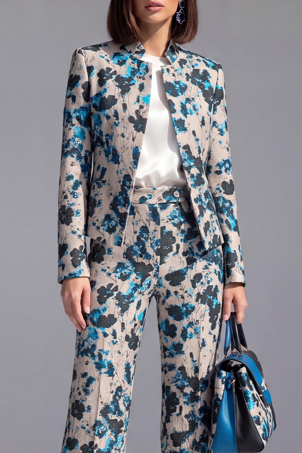 Dusty Green 3-Piece Jacquard Women Suits