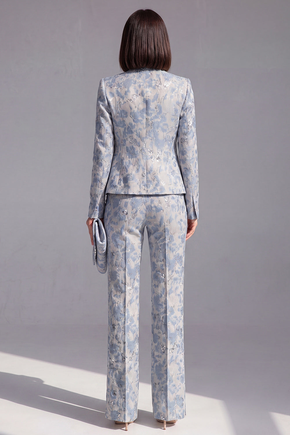 Dusty Green 3-Piece Jacquard Women Suits