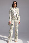 Dusty Green 3-Piece Jacquard Women Suits