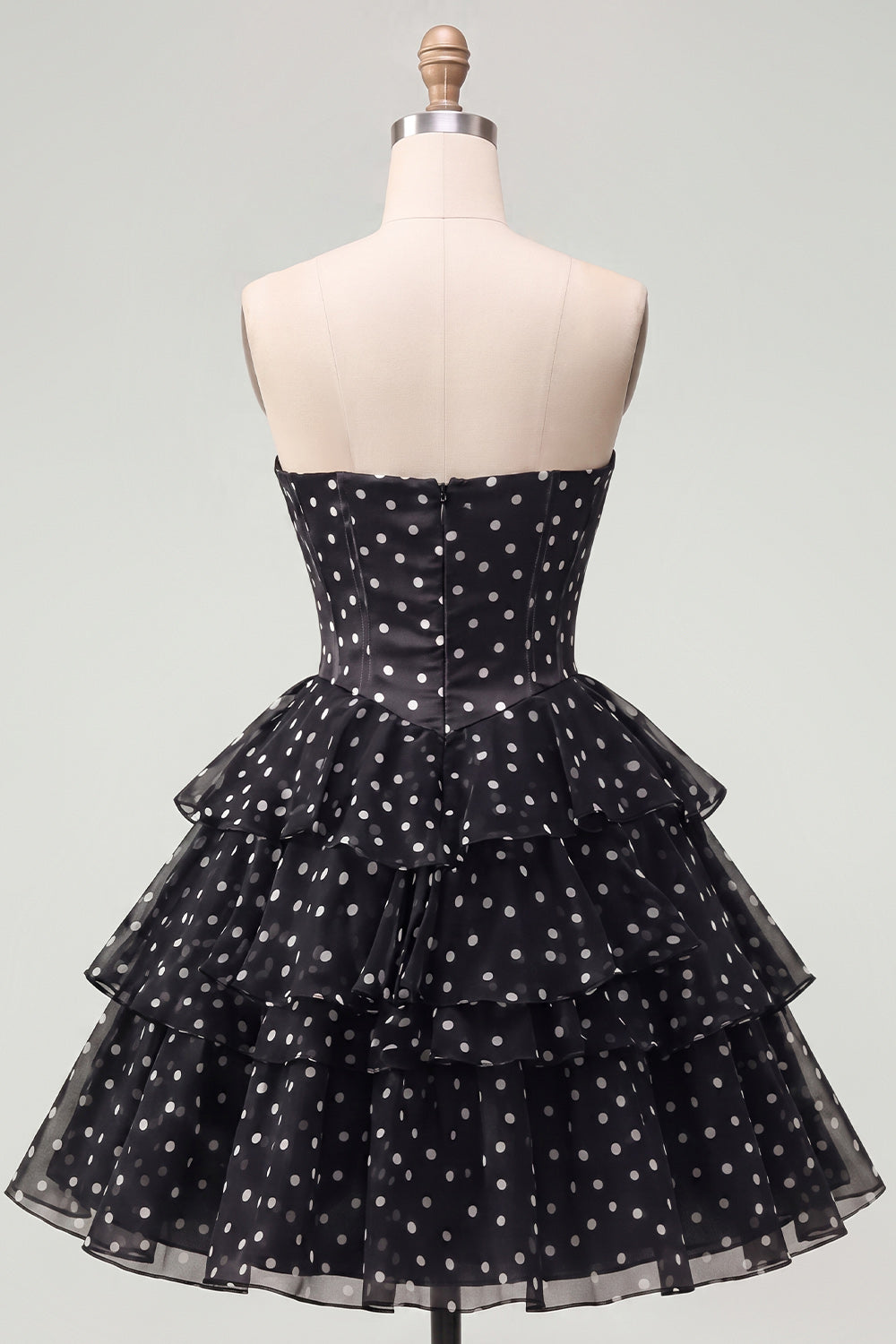 Sweetheart Corset Black A-Line Tiered Ruched Homecoming Dress