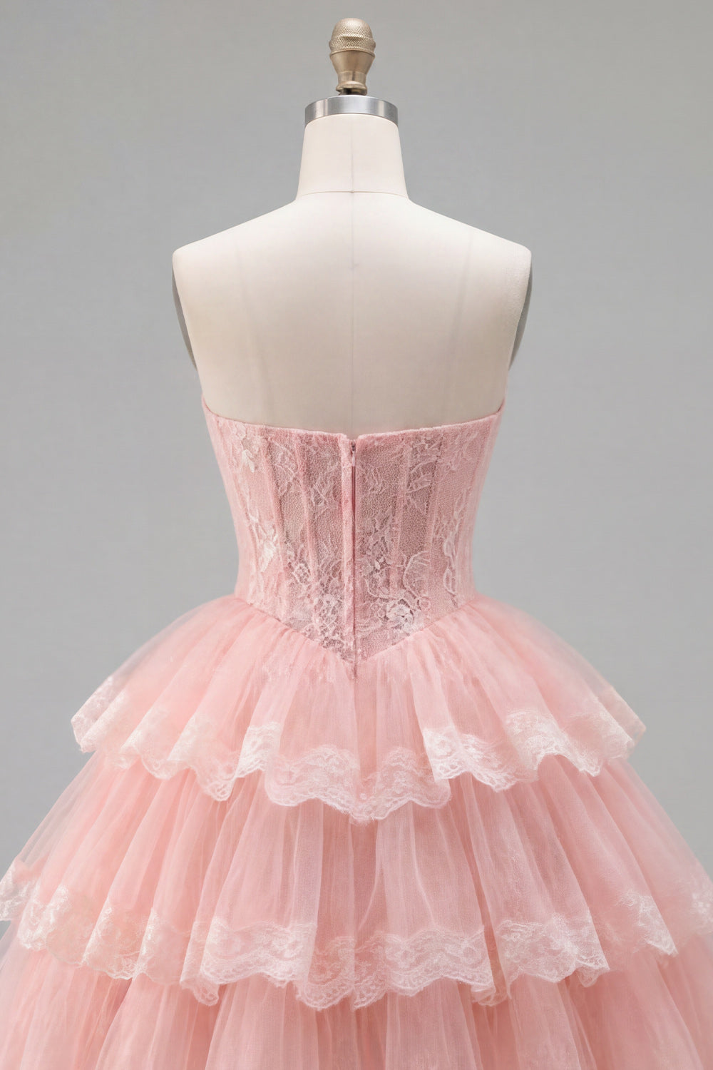 Pink A-Line Sweetheart Corset Tiered Floral Homecoming Dress