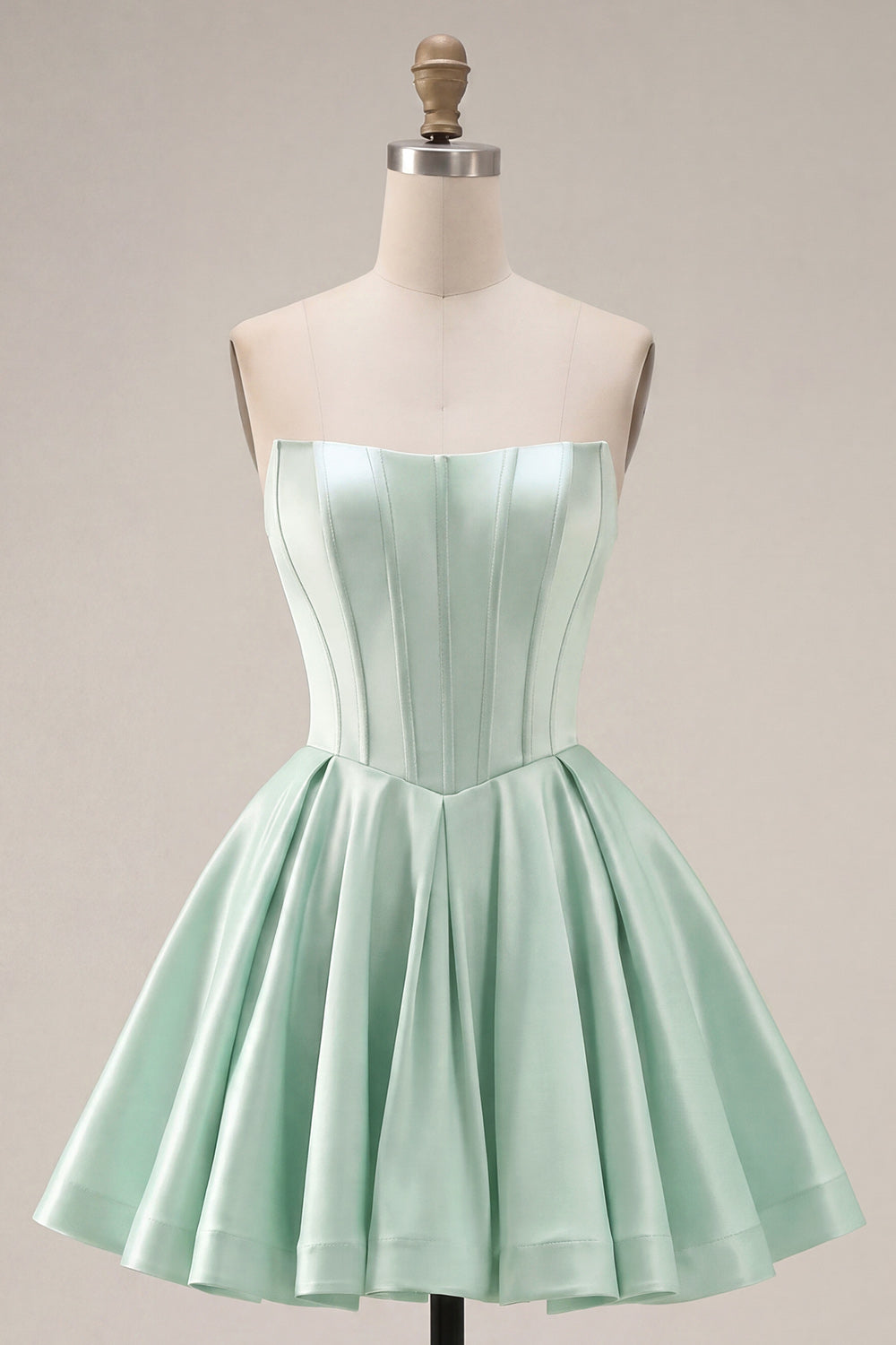 Strapless A-Line Mint Corset Homecoming Dress