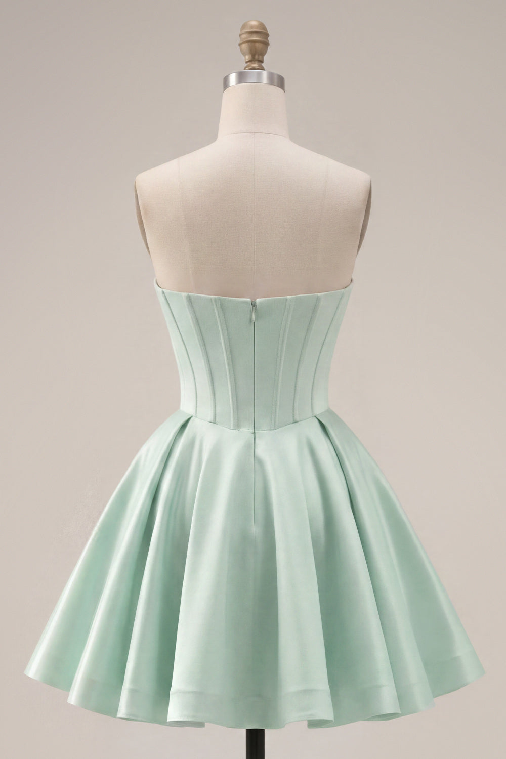 Strapless A-Line Mint Corset Homecoming Dress