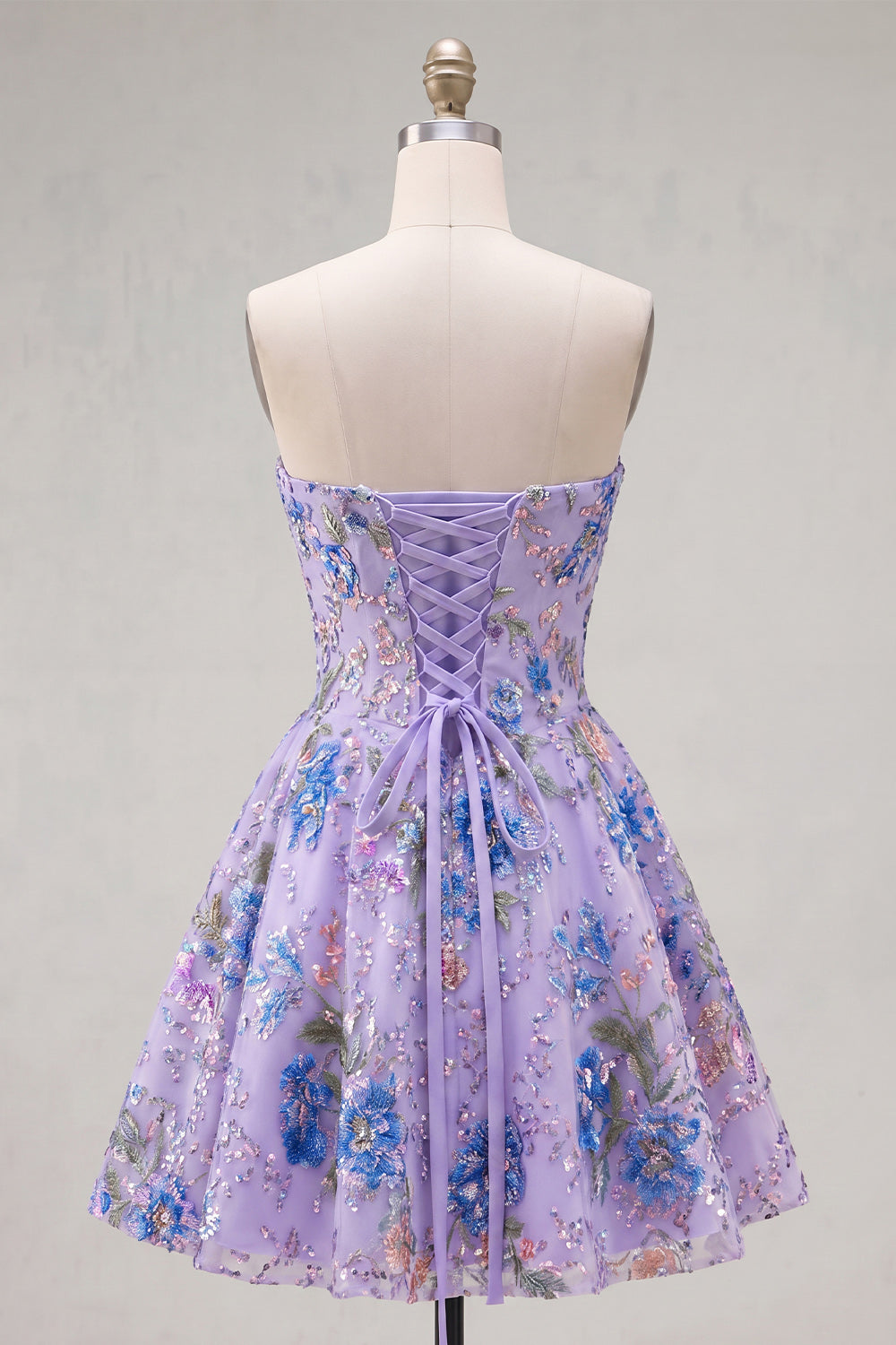 Sweetheart Pink A-Line Sequin Floral Homecoming Dress