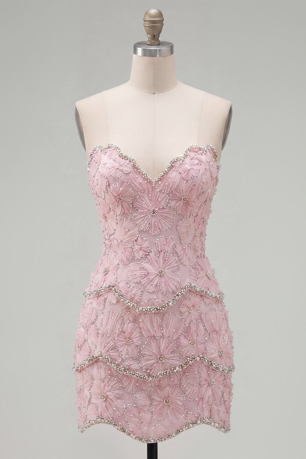 Pink Bodycon Sweetheart Homecoming Dress with Beading