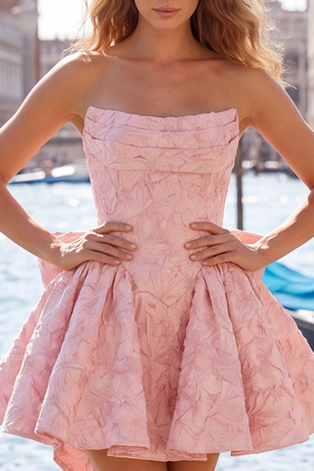 Strapless Corset Lilac Floral A Line Homecoming Dress With Bow