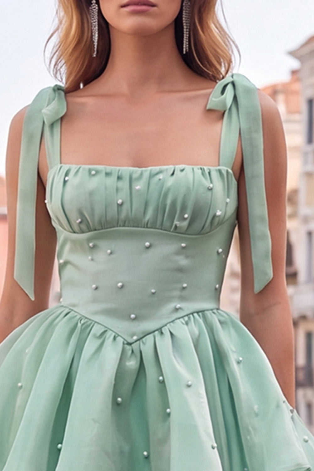 Corset Pink A Line Square Neck Homecoming Dress With Beading