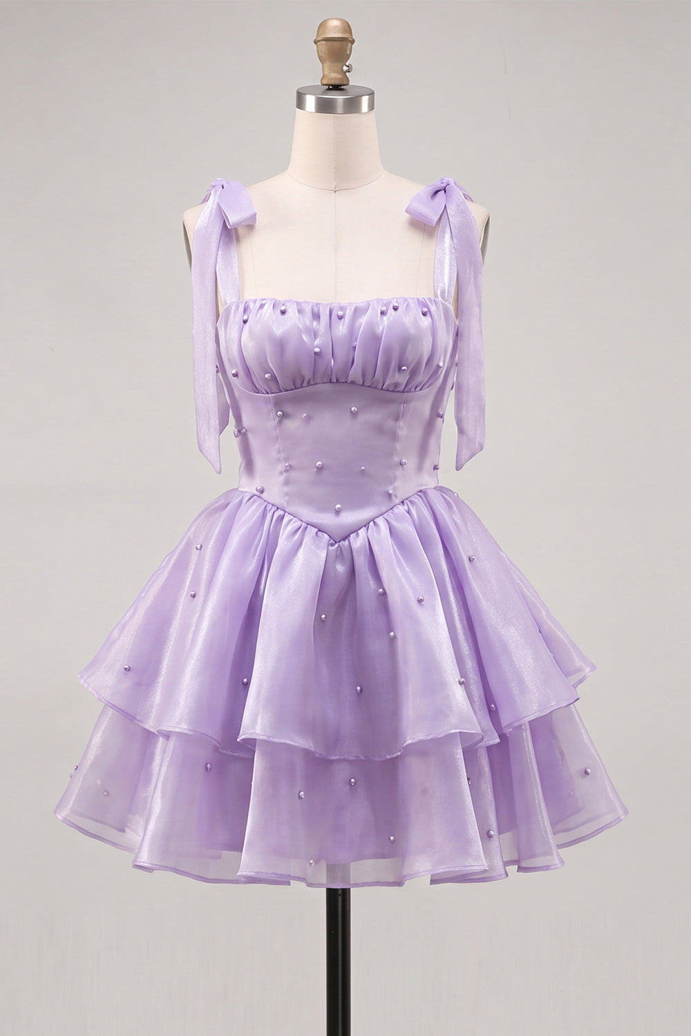 Corset Pink A Line Square Neck Homecoming Dress With Beading