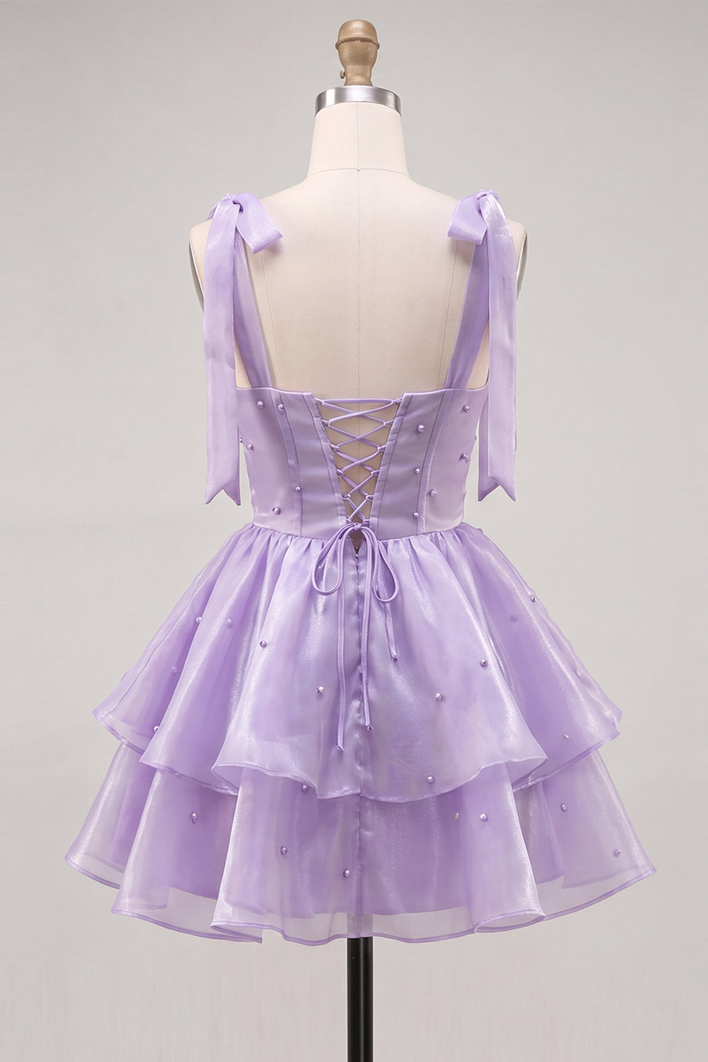 Corset Pink A Line Square Neck Homecoming Dress With Beading