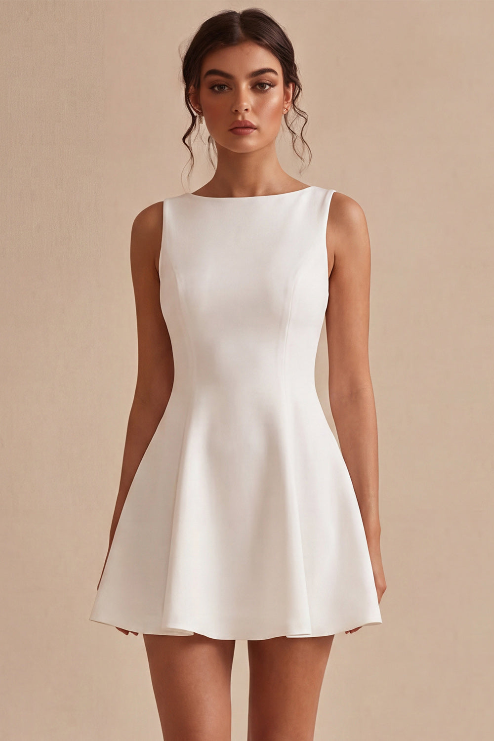 Corset A Line Spaghetti Straps Simple Little White Dress