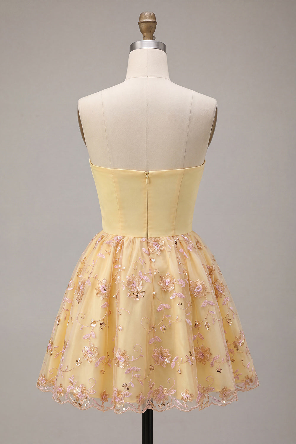 Strapless A Line Light Yellow Homecoming Dress