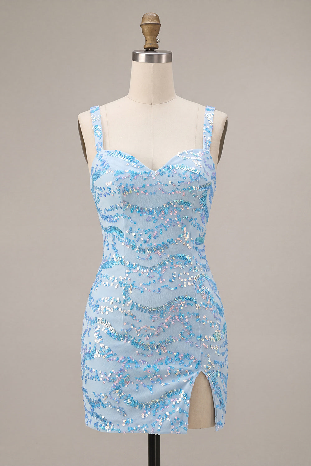 Sweetheart Sky Blue Sparkly Bodycon Homecoming Dress