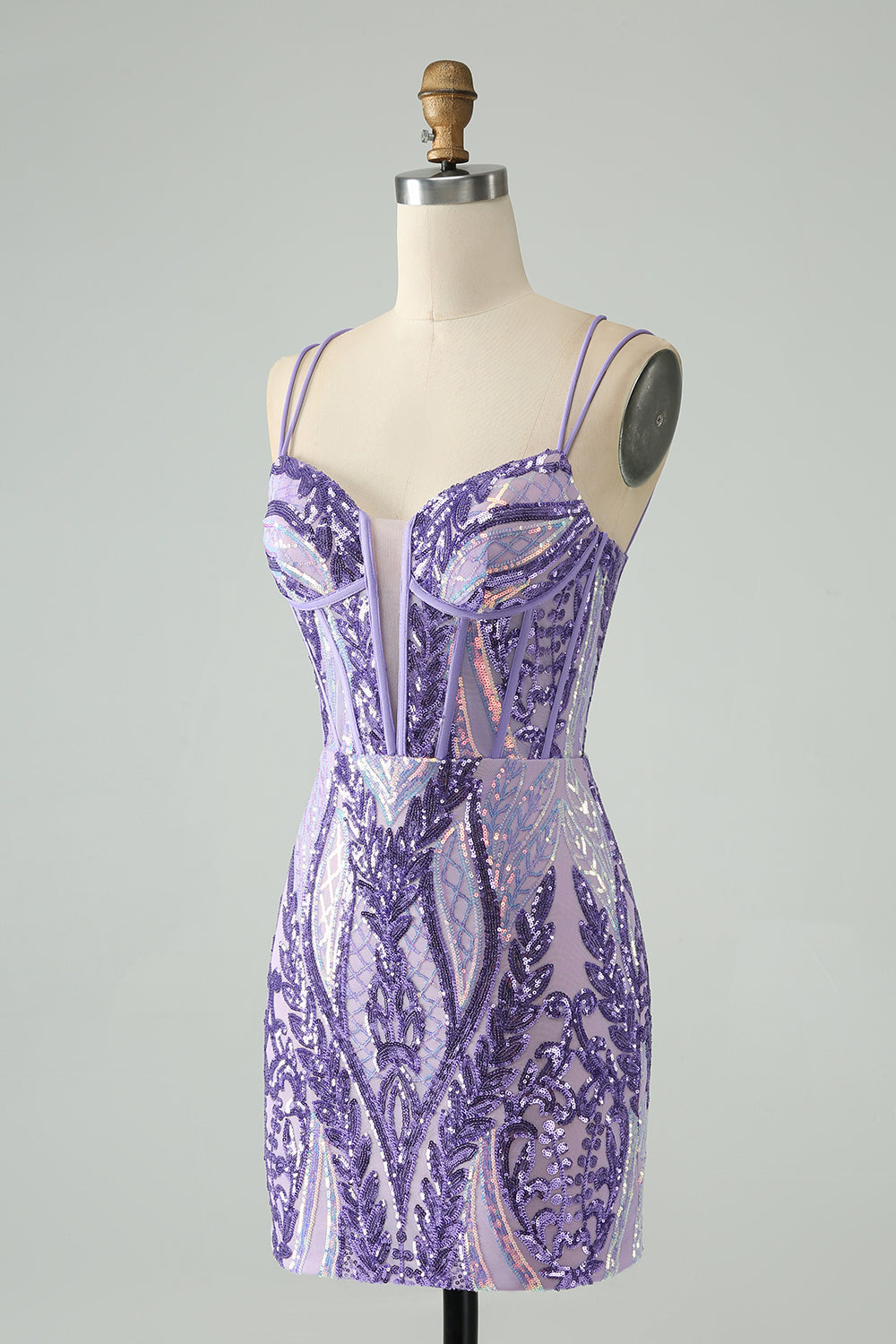 Sparkly Green Corset Tight Homecoming Dress with Lace-up Back