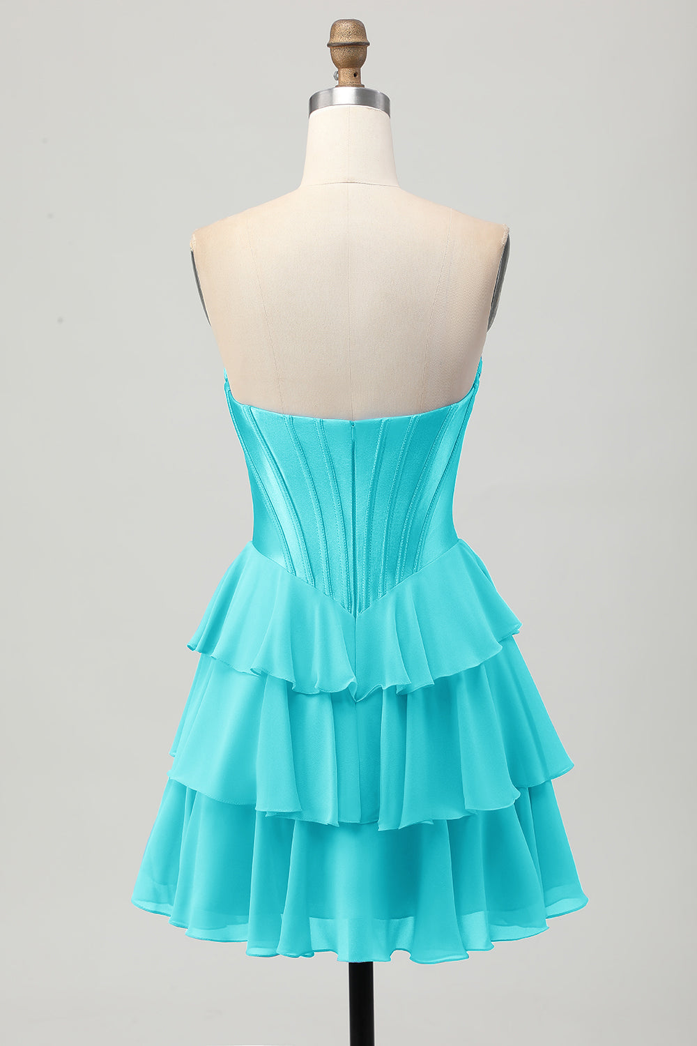 Fuchsia Corset Tiered A Line Strapless Homecoming Dress