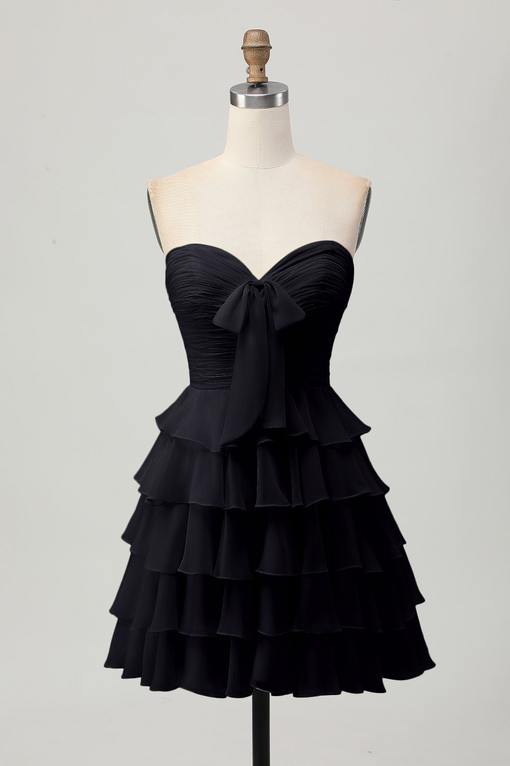 Light Yellow Strapless Tiered Ruffle A-Line Homecoming Dress