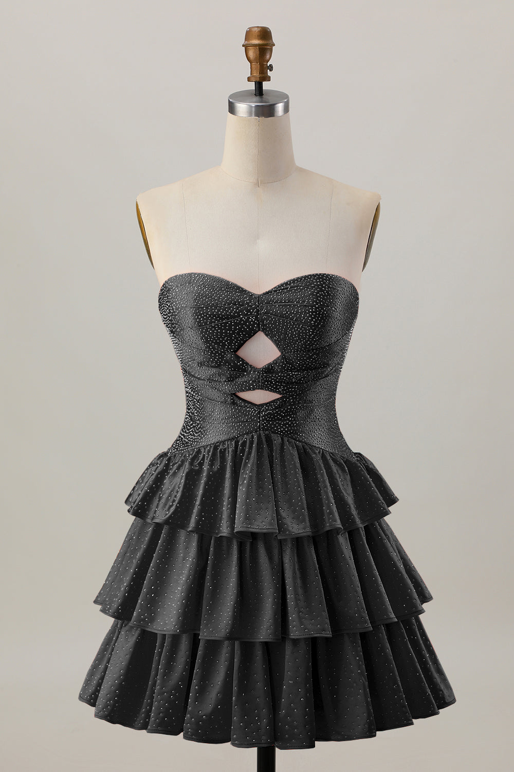 Orange Cut Out Tiered A Line Strapless Homecoming Dress with Beading