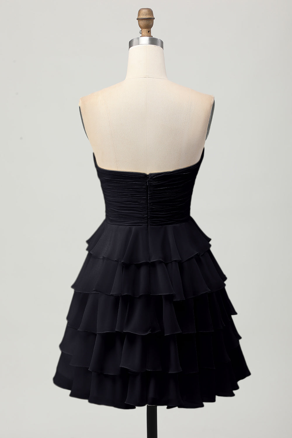 Light Yellow Strapless Tiered Ruffle A-Line Homecoming Dress