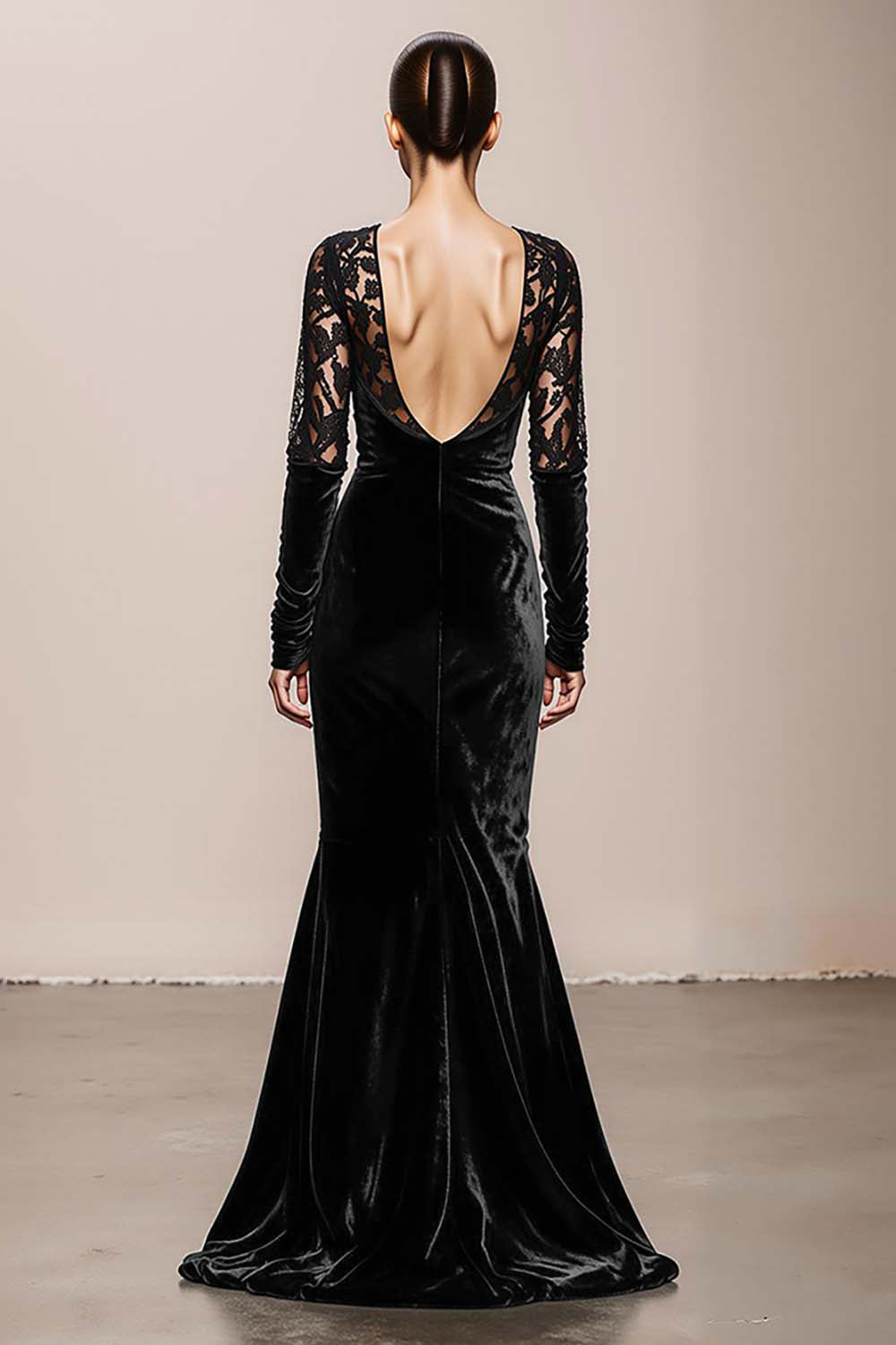 Mermaid Velvet Deep V-Neck Dark Green Evening Dress