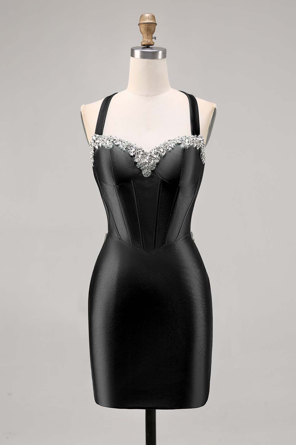 Beaded Corset Dark Green Homecoming Dress