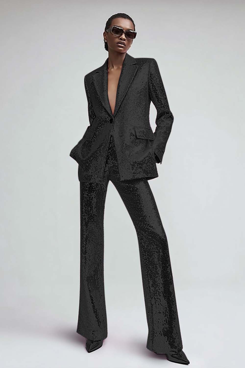 Pink 2-Piece Notched Lapel Women Prom Suits With Sequins