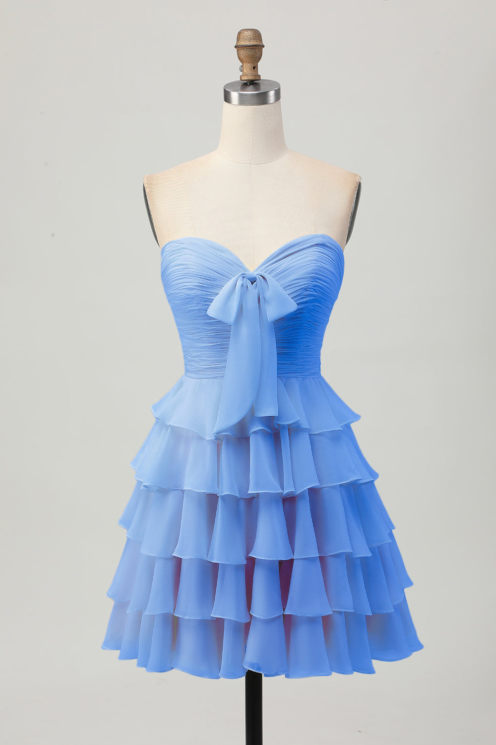 Light Yellow Strapless Tiered Ruffle A-Line Homecoming Dress