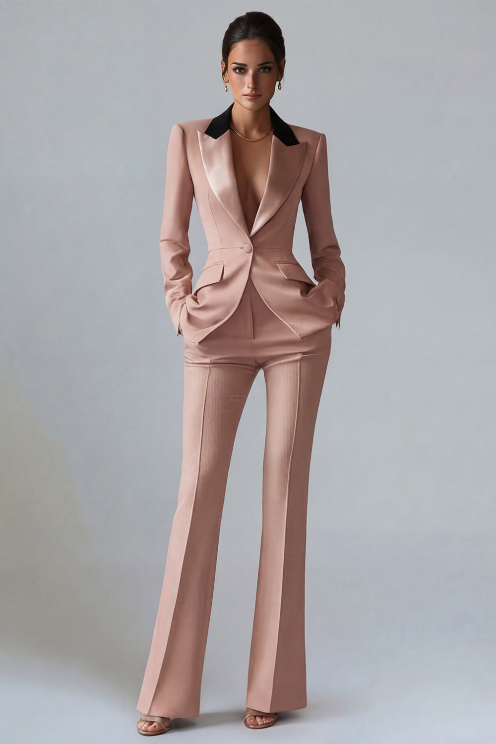 Dark Green Peaked Lapel 2 Piece Classic Women Suits