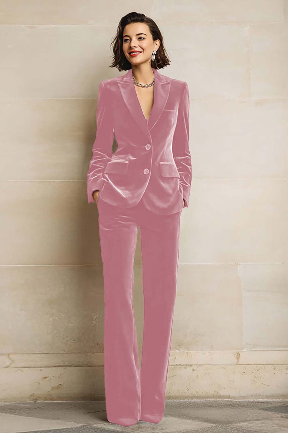 Purple Velvet Peak Lapel 2 Piece Women Suits