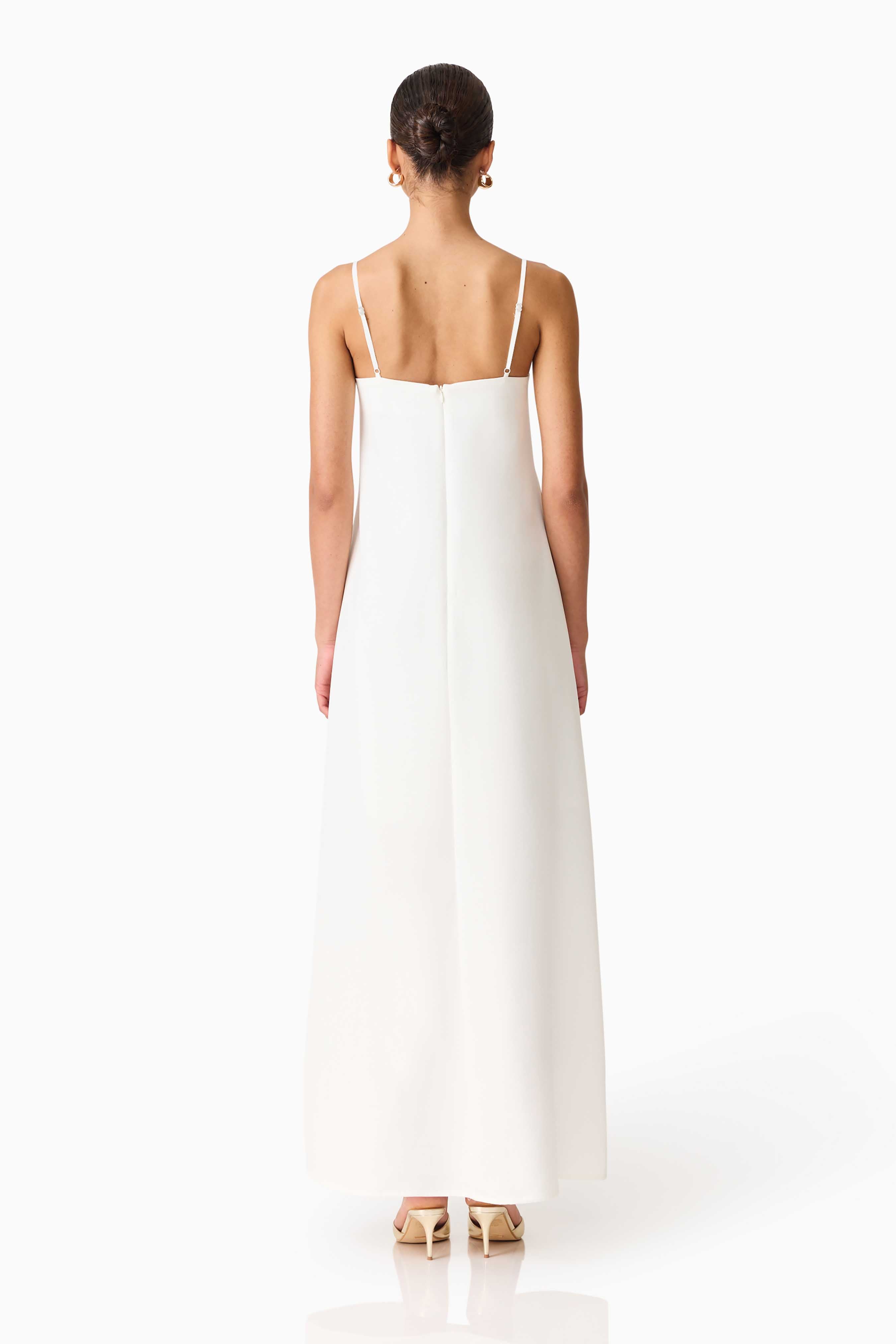Nolana Floral Applique Gown in White