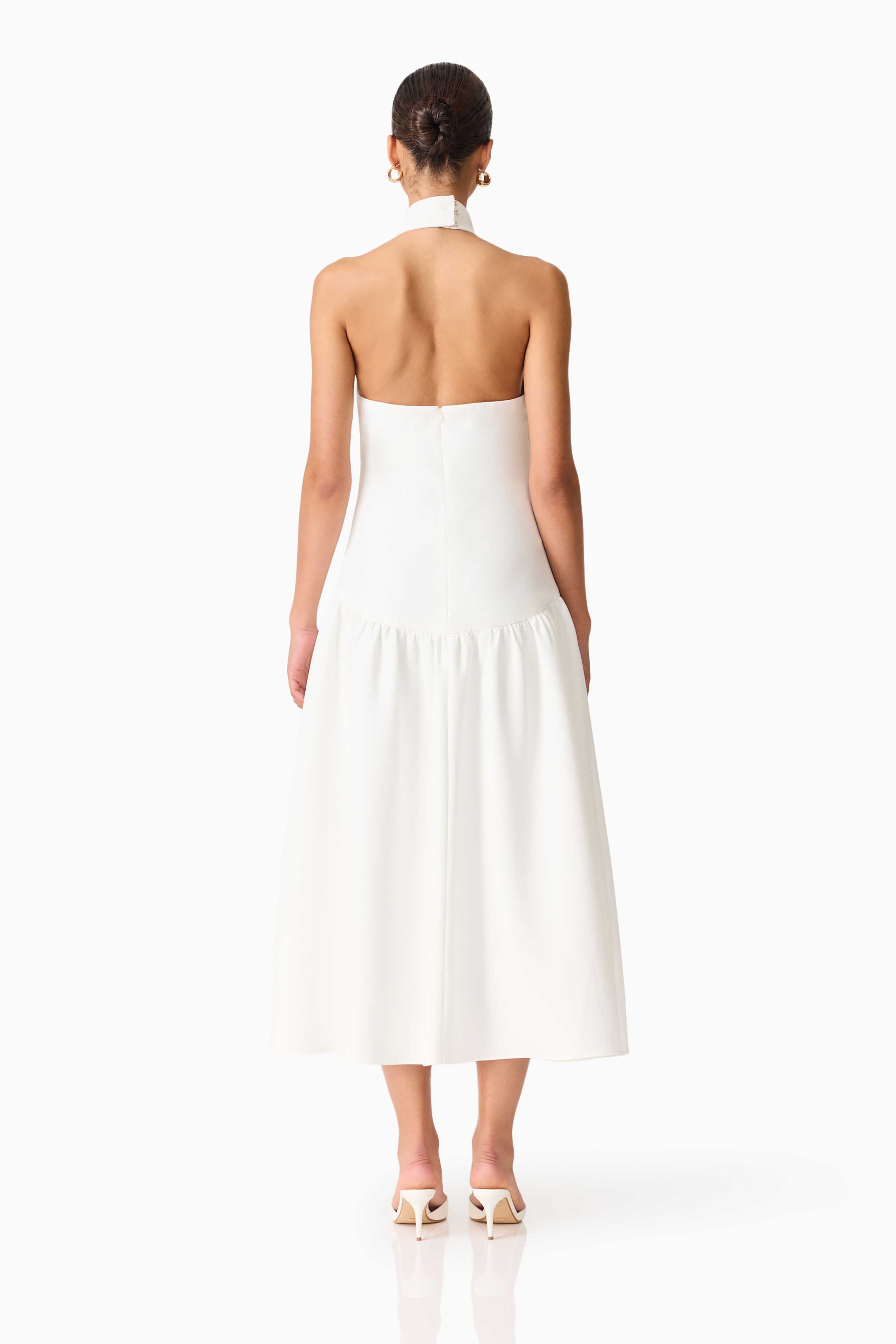 Nolana Halter Midi Dress in White