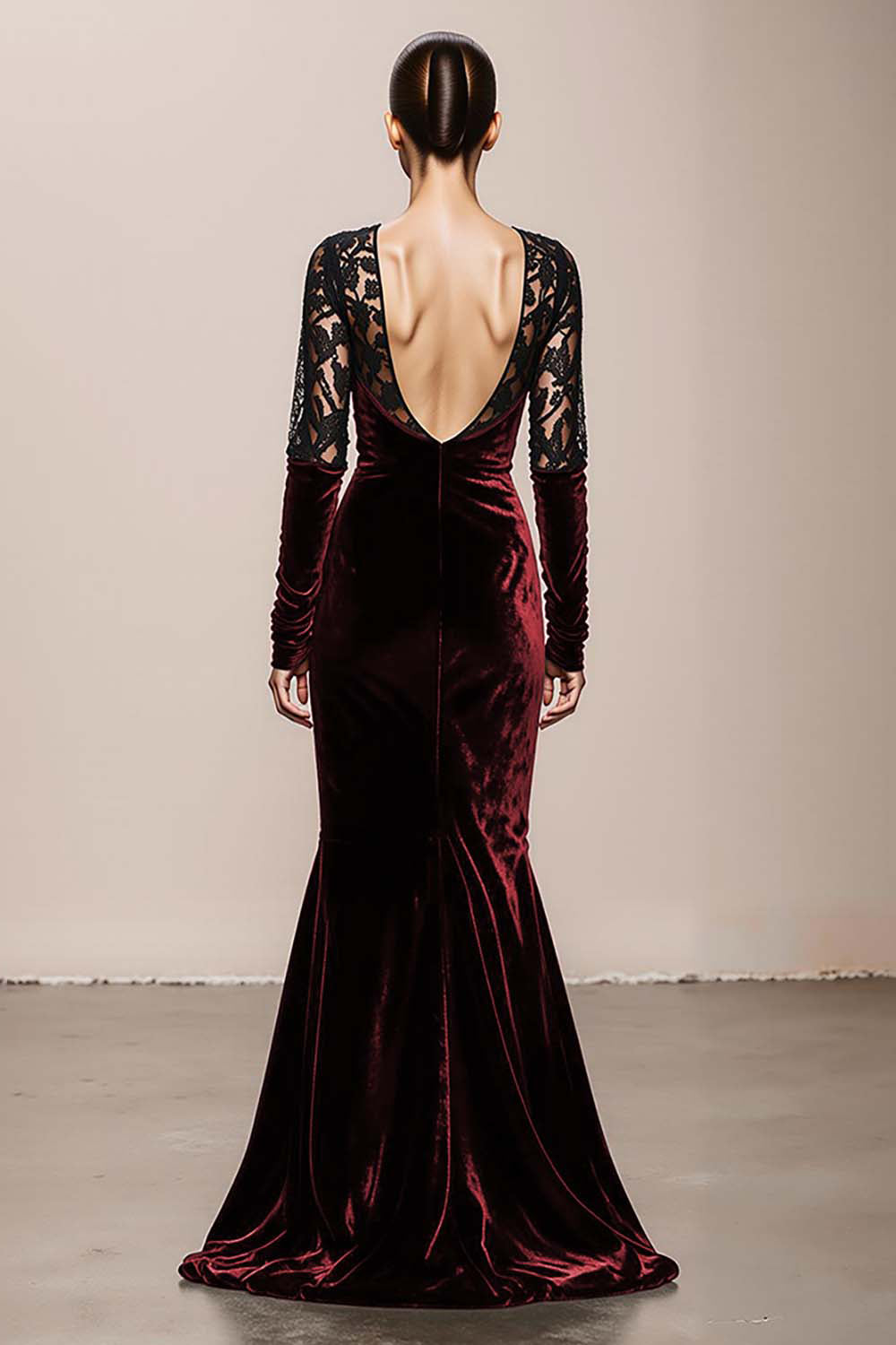 Mermaid Velvet Deep V-Neck Dark Green Evening Dress