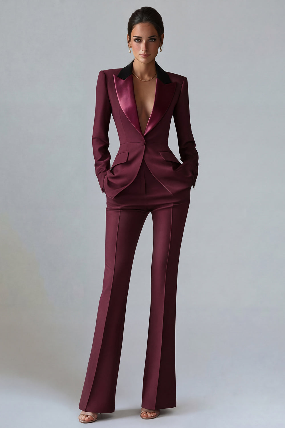 Dark Green Peaked Lapel 2 Piece Classic Women Suits