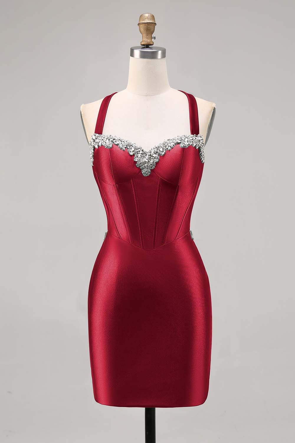 Beaded Corset Dark Green Homecoming Dress