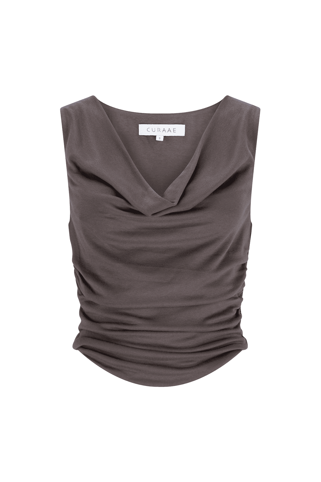 CURAAE Daphne Cowl Neckline Crop Top In Grey