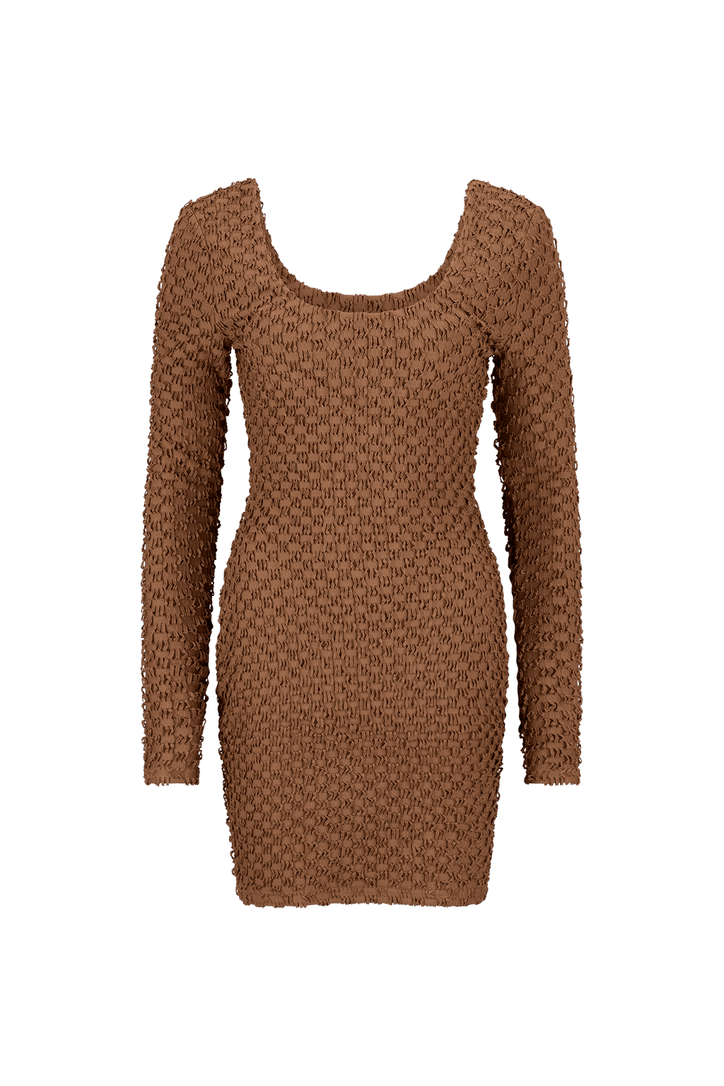 CURAAE Avery Textured Scoop Mini Dress In Brown