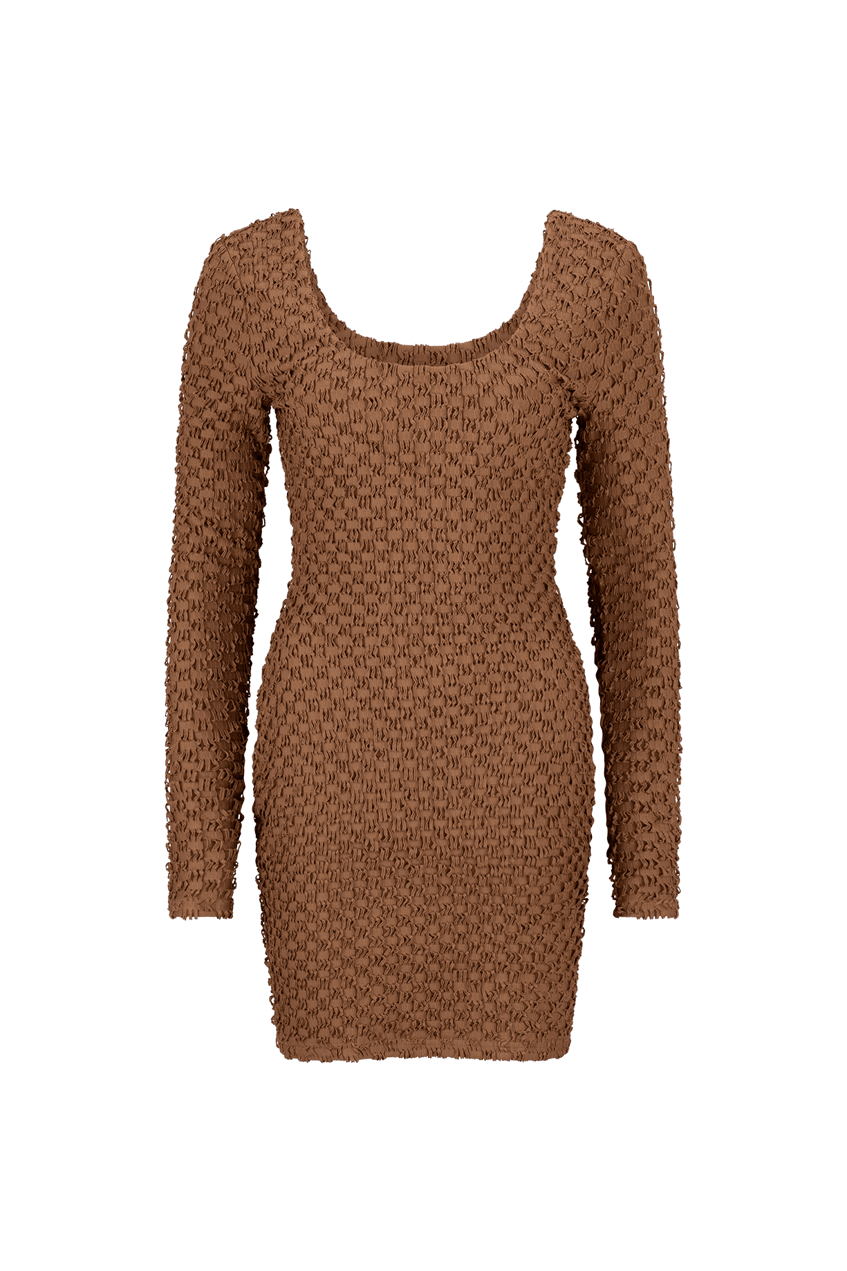 CURAAE Avery Textured Scoop Mini Dress In Brown