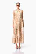 CURAAE Sandi Collar Midi Dress in Beige