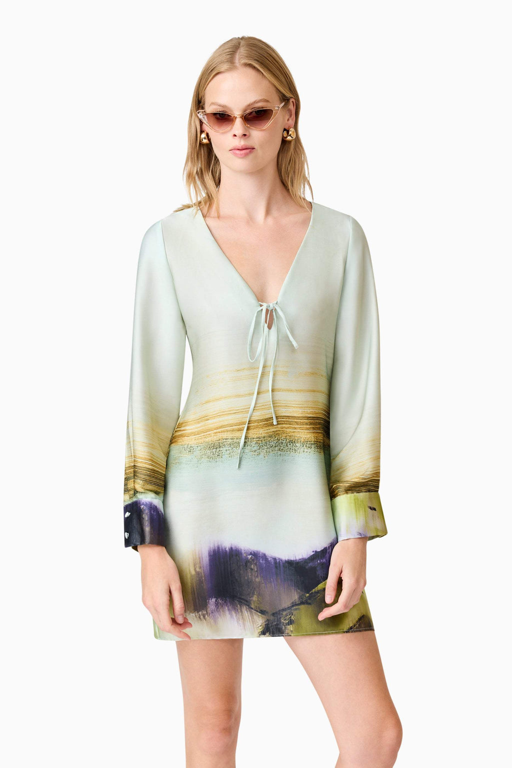 CURAAE Willow Satin Mini Dress In Blue