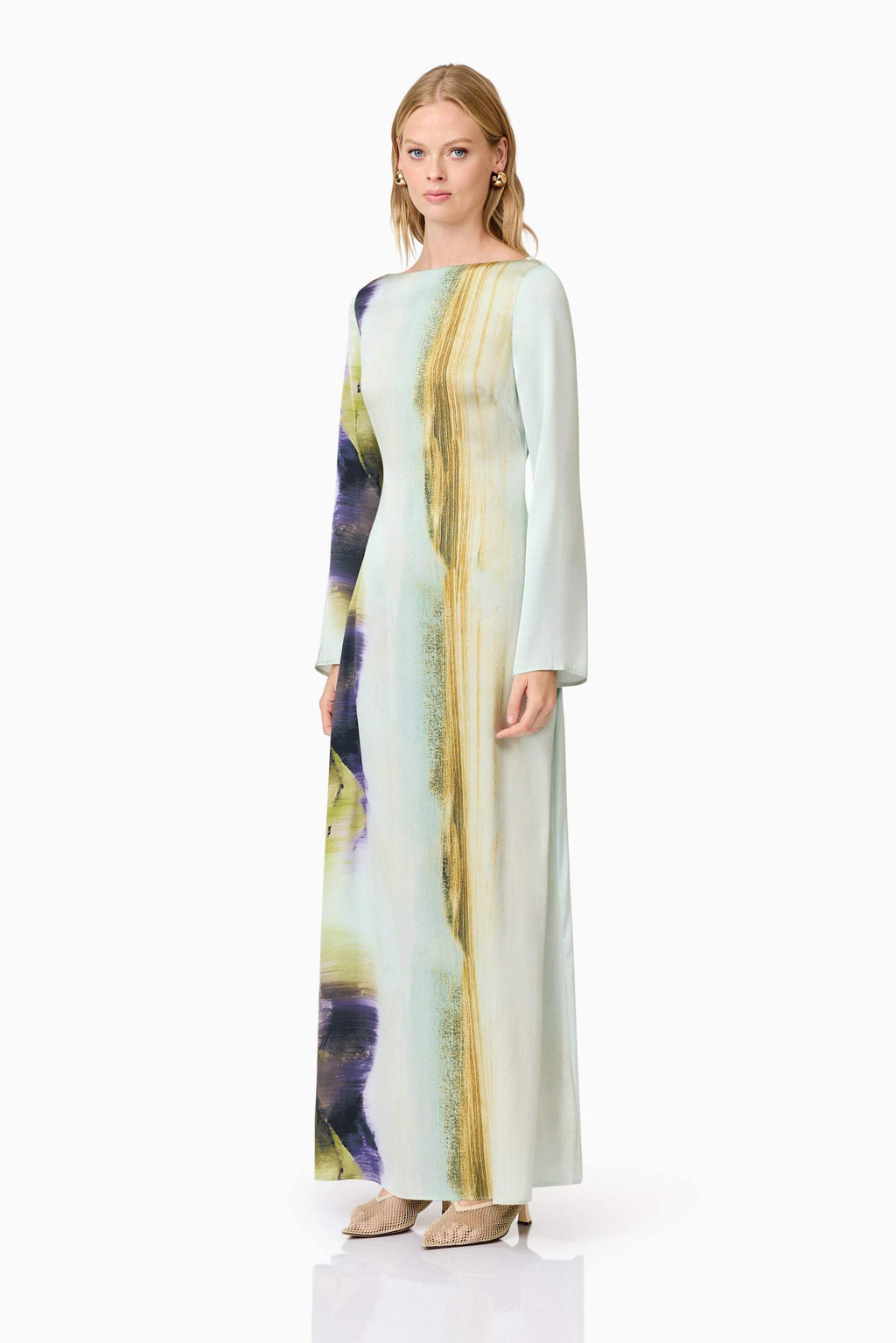 CURAAE Willow Satin Maxi Dress In Blue