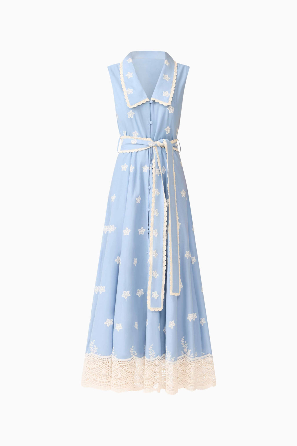 CURAAE Estella Midi Dress in Blue & Cream