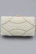Ivory Beaded Pearls Party Clutch