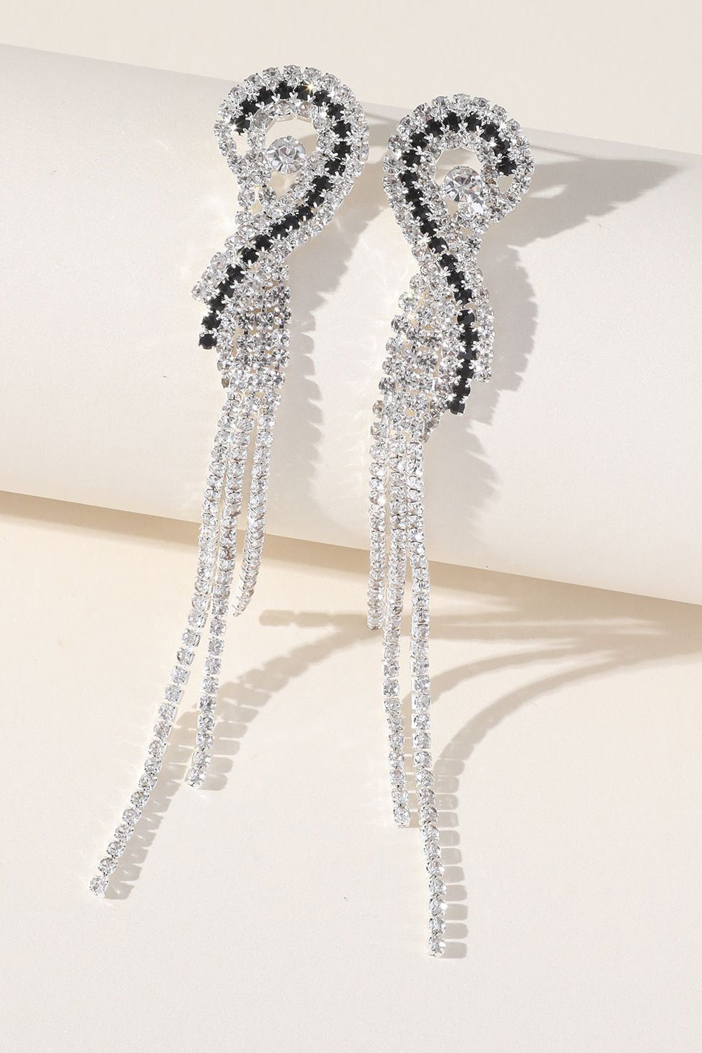 Rhinestones Sparkly Long Tassel Earrings